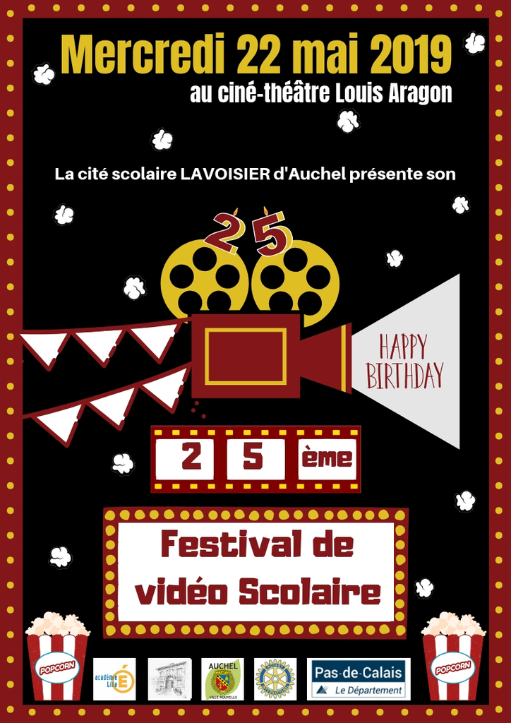 Affiche de la 25ème édition du festival de vidéo scolaire d'Auchel